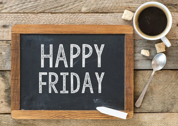 Happy Friday sign on Blackboard — Stock Photo, Image