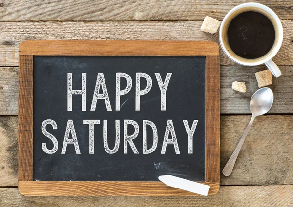 Happy Saturday sign on Blackboard — Stock Photo, Image