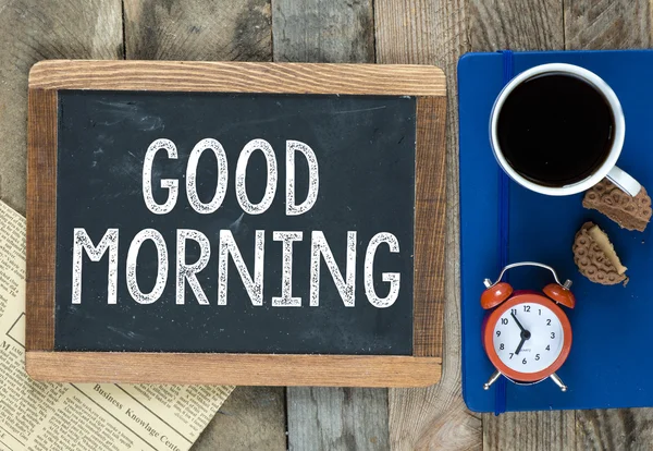 Καλό σημάδι το πρωί στο blackboard — Φωτογραφία Αρχείου
