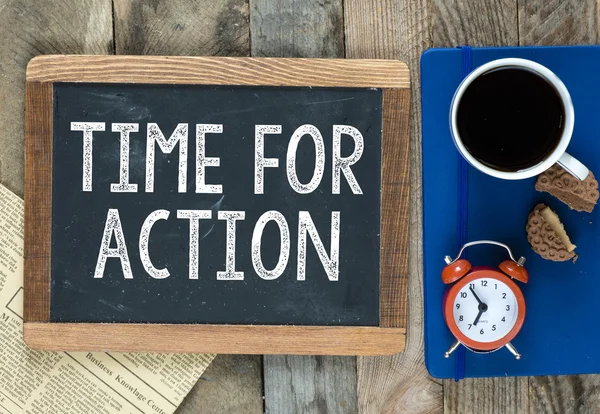 Time for Action sign on blackboard — Stock Photo, Image