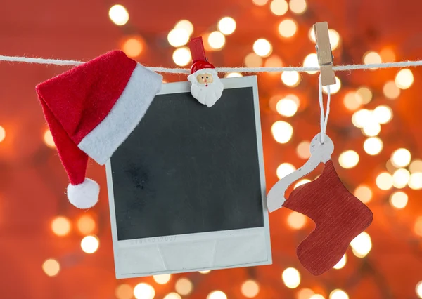 Cadre photo avec chapeau de Père Noël — Photo