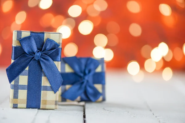 Presents with blue ribbons — Stock Photo, Image