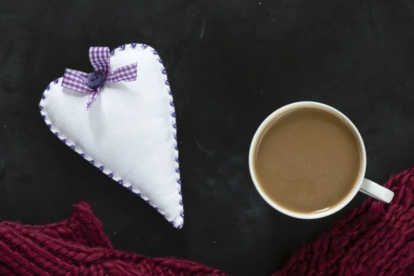 Kop kaffe med hjerte - Stock-foto