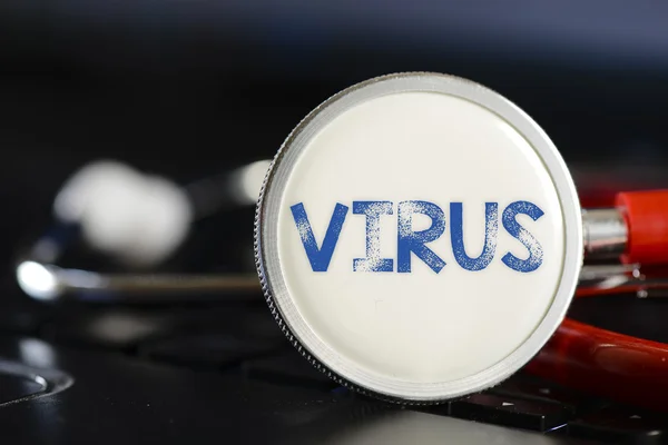 Virus znamení a stetoskopem — Stock fotografie