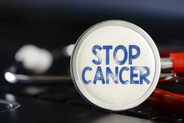 Stop cancer and stethoscope — Stock Photo, Image