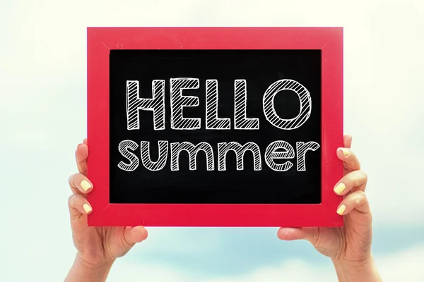 Blackboard  with hello summer — Stock Photo, Image