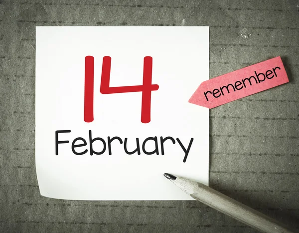 Note with 14 february — Stock Photo, Image