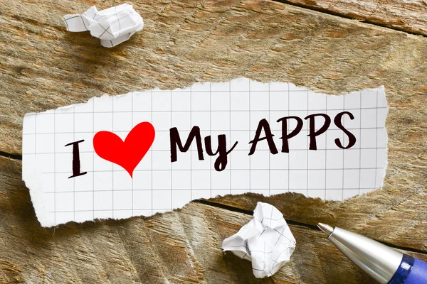 Λατρεύω μου apps Σημείωση — Φωτογραφία Αρχείου