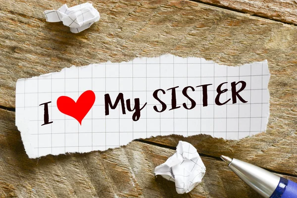 I love my sister Note — Stock Photo, Image