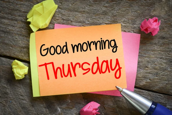 Note with good morning thursday — Stock Photo, Image