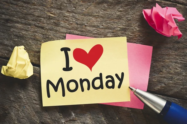 Notiz mit i love monday — Stockfoto