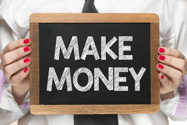 Blackboard with make money — Stock Photo, Image