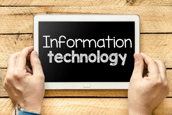 Tablet pc with information technology — Stock Photo, Image