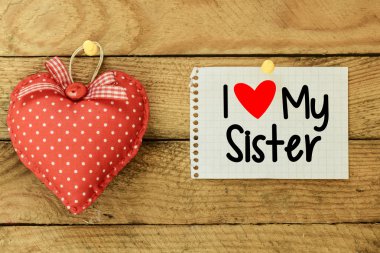 I love my sister Card with heart