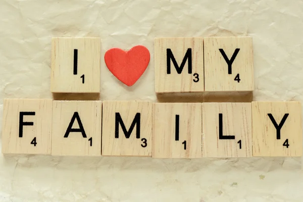 Buchstaben buchstabieren ich liebe meine Familie — Stockfoto