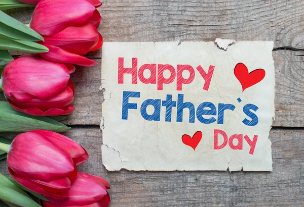 Dzień szczęśliwy ojców z tulipany — Zdjęcie stockowe