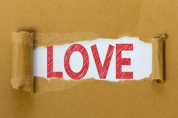 Torn paper with  Love word