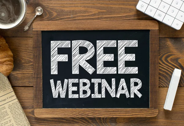 Free webinar  handwritten on  blackboard — Stock Photo, Image