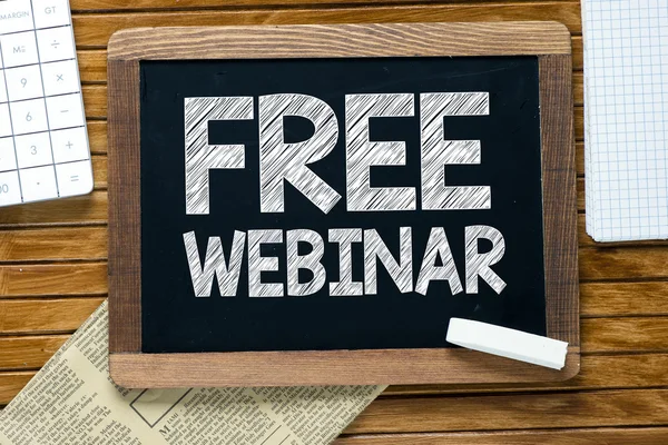 Gratis webinar op blackboard — Stockfoto