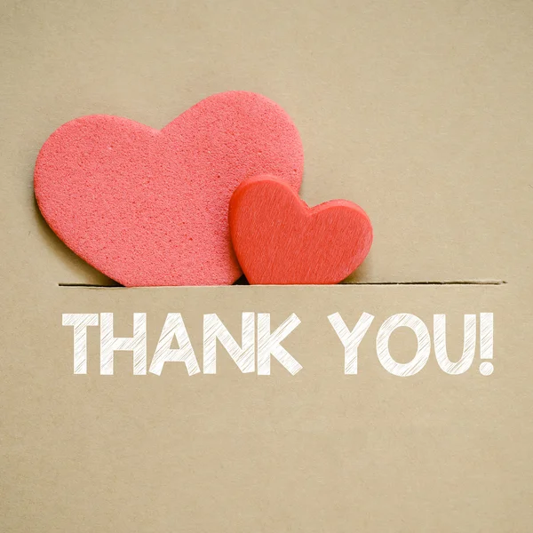 Hearts  with thank you sign — Stock Photo, Image