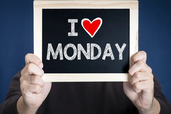 I love monday on blackboard — Stock Photo, Image