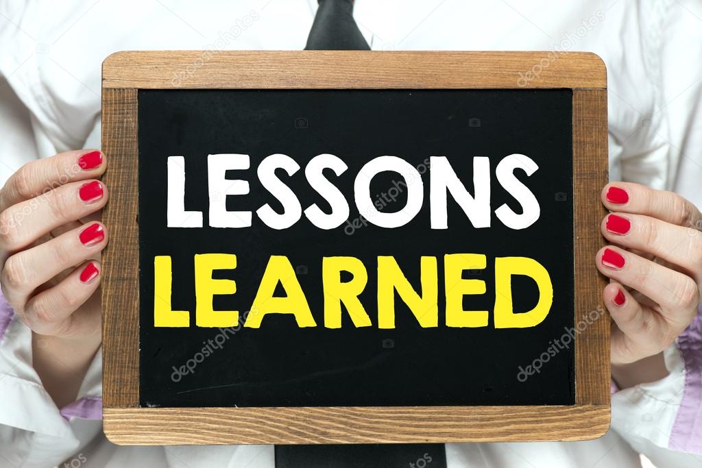 Blackboard with  lessons learned