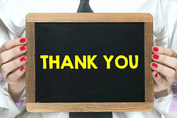 Blackboard with handwritten thank you — Stock Photo, Image