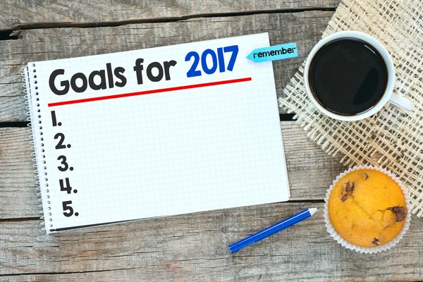 Quaderno con obiettivi per il 2017 — Foto Stock