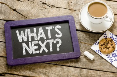 What's next? on blackboard clipart
