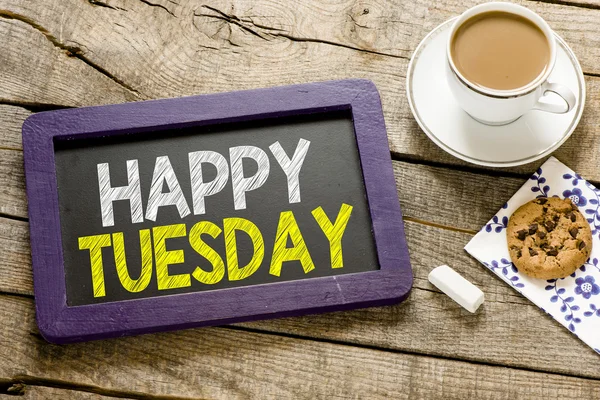 Happy tuesday on blackboard — Stock Photo, Image