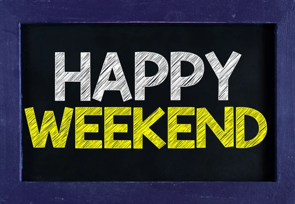 Happy weekend On blackboard — Stock Photo, Image