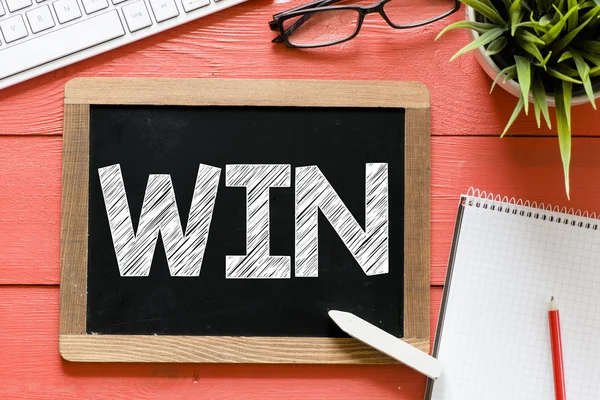 Win word Handwritten on blackboard — Stock Photo, Image