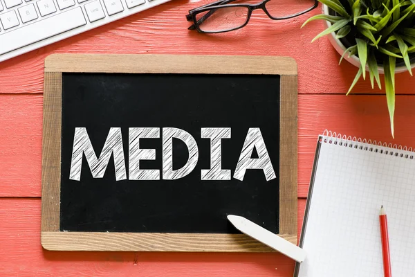 Media word Handwritten  on blackboard — Stock Photo, Image