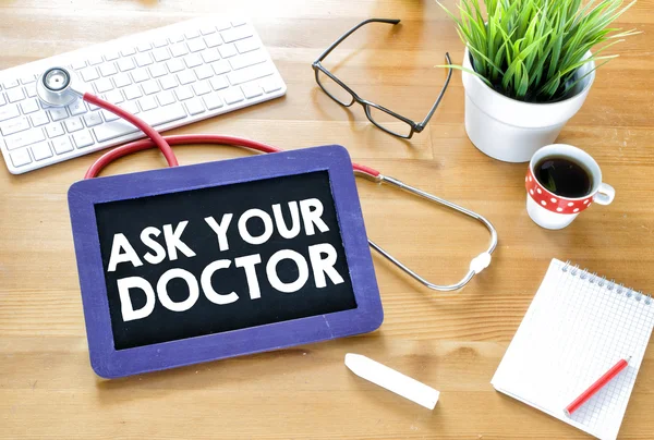 Ask your doctor  on blackboard — Stock Photo, Image