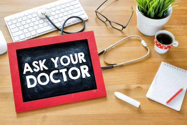 Ask your doctor   on blackboard — Stock Photo, Image