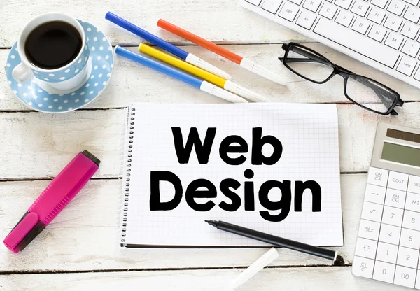 웹 디자인 및 커피 한잔 — 스톡 사진