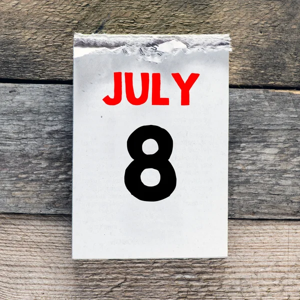 Календар з 8 липня — стокове фото