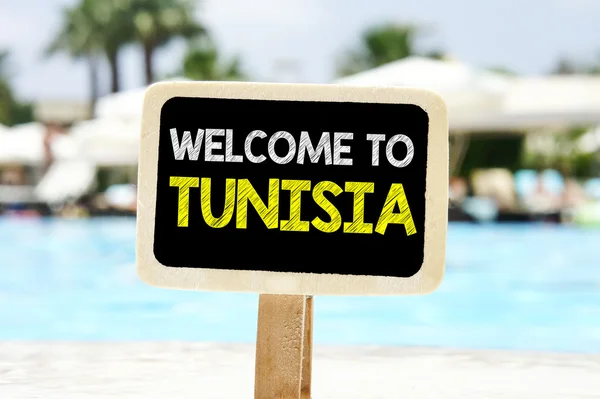 Välkommen till Tunisien på svarta tavlan — Stockfoto