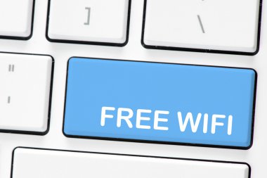 Ücretsiz Wi-Fi ile beyaz bilgisayar klavye