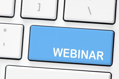 Bilgisayar beyaz klavye ile webinar