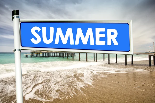 Summer word on road sign — Stock Photo, Image