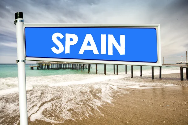 Spanien ord om Vägmärke — Stockfoto