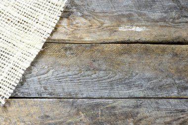 ahşap backgrond ve çuval bezi