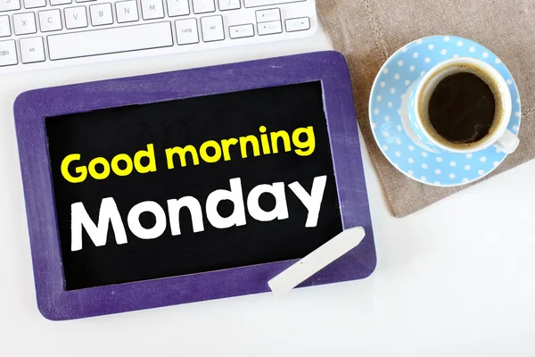 Blackboard with good morning monday — Stock Photo, Image