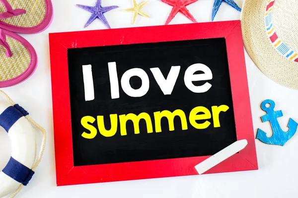 Blackboard with I love summer — Φωτογραφία Αρχείου