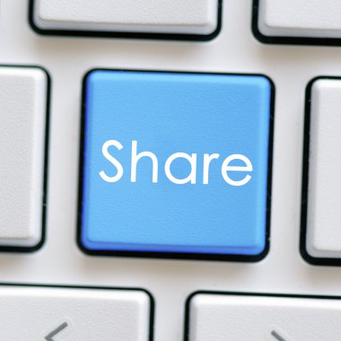 Computer white keyboard with  share.