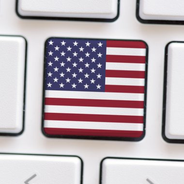 Computer  keyboard with  flag of USA
