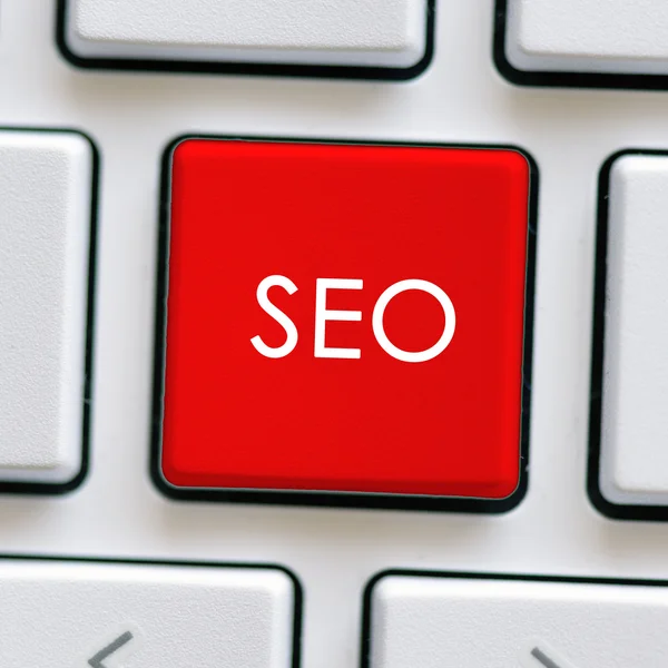 Vit tangentbord med seo — Stockfoto