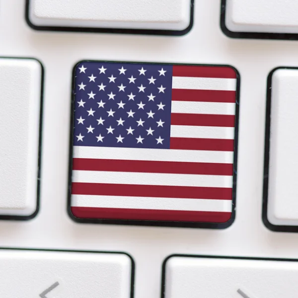 Computer  keyboard with  flag of USA — Stok fotoğraf
