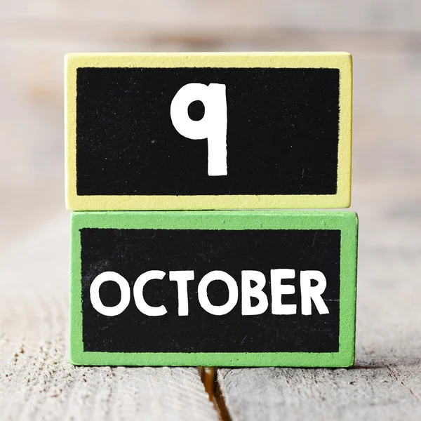 9 october on blackboards — Stock Photo, Image